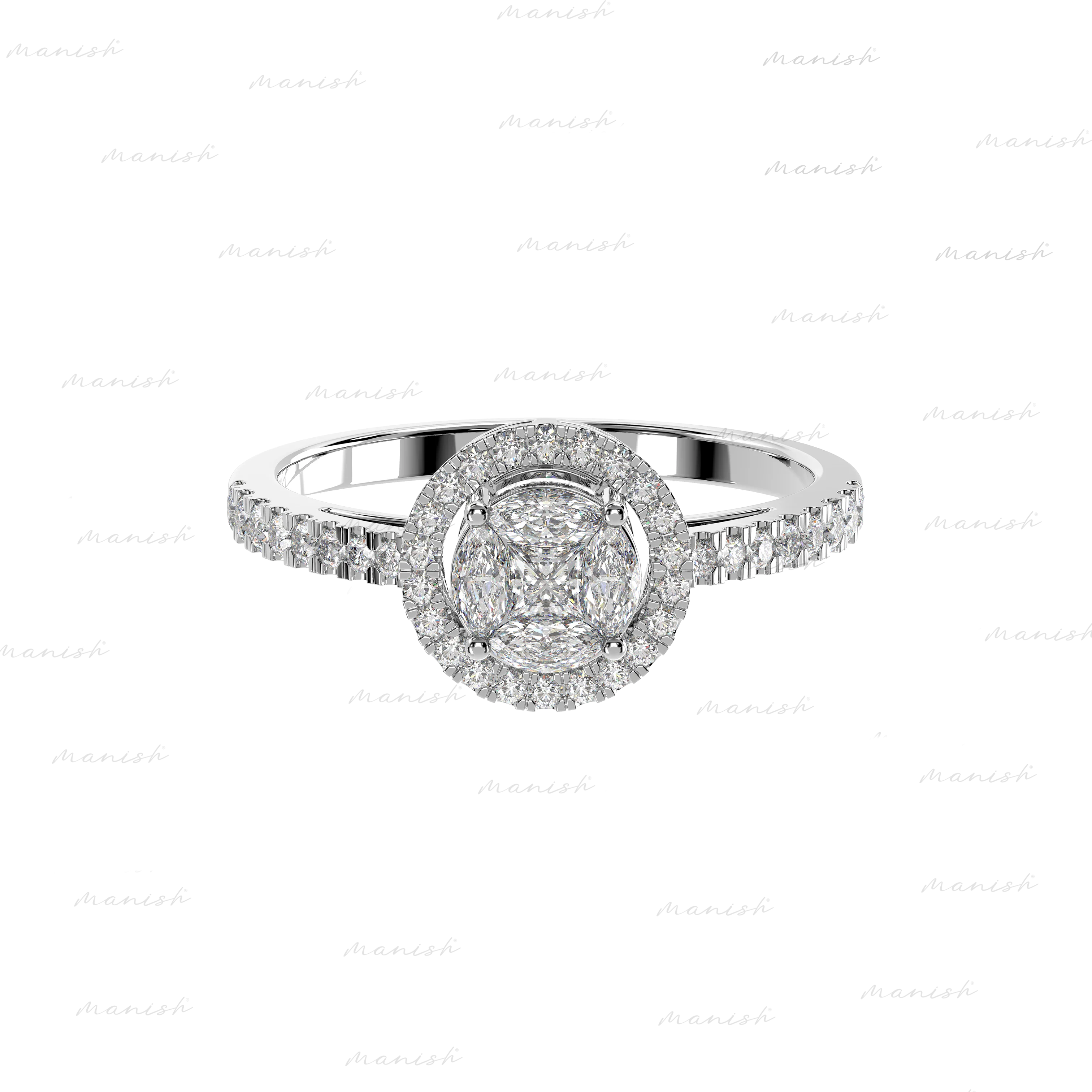 Natural Cluster Diamond Ring